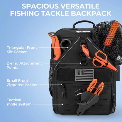 40L Fishing Tackle Backpack with 4 Tackle Boxes & Rod Holders